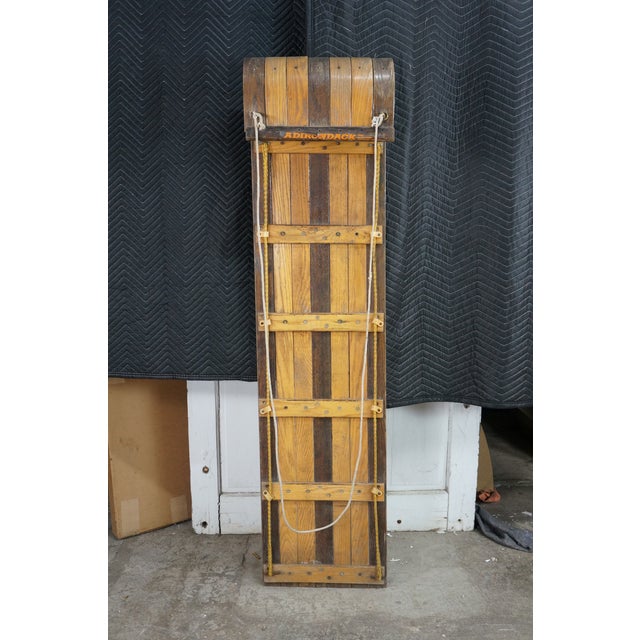 VTG Adirondack Bentwood Oak Toboggan Snow Sled Sleigh Vinyl Seat Cabin Decor 72" For Sale - Image 12 of 18