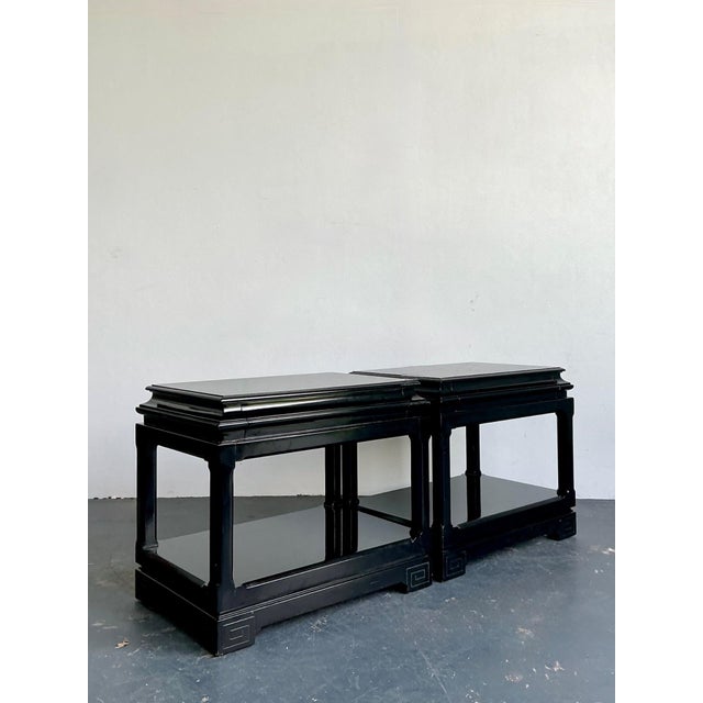 Vintage Ralph Lauren Chinoiserie Black Lacquered Side Tables - A Pair For Sale - Image 15 of 17