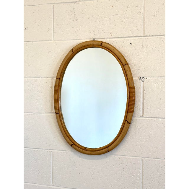 1970s Oval Bamboo Mirror, 1970s For Sale - Image 5 of 7