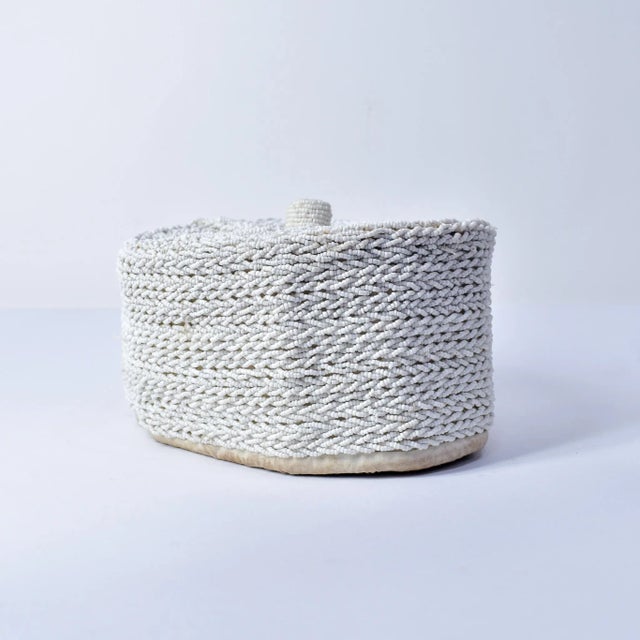 Vintage African White Beaded Hat Nigeria For Sale - Image 9 of 13