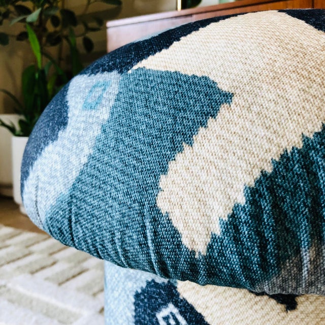 Not Yet Made - Made To Order Mushroom Ottoman in Lagoon Birds For Sale - Image 5 of 9