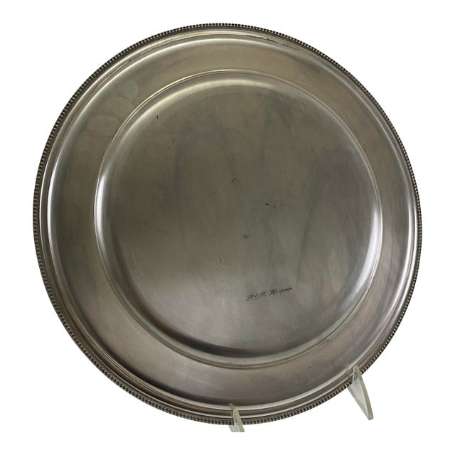 1980s Silver Round Platters Beaded, 11.5 In. For Sale