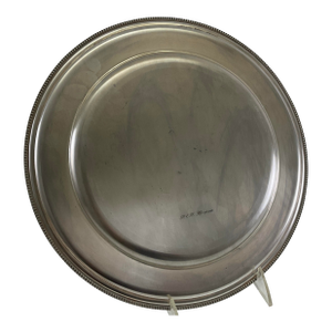 1980s Silver Round Platters Beaded, 11.5 In.