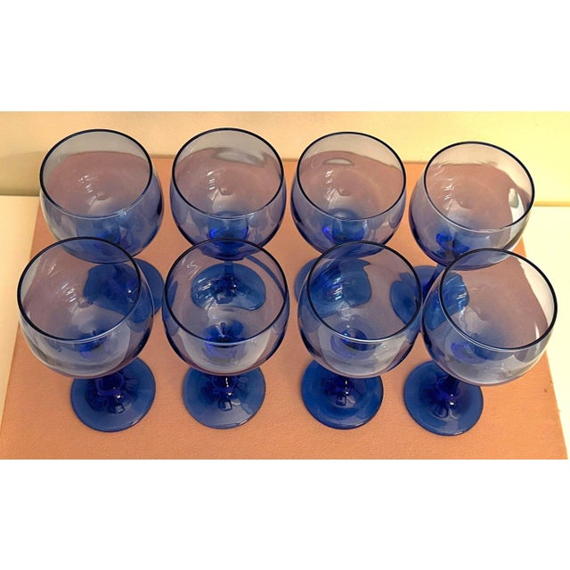 Cobalt Blue Libbey Wine Glasses - made in the late 20th Century. These blue wine glasses combine both aesthetic appeal and...