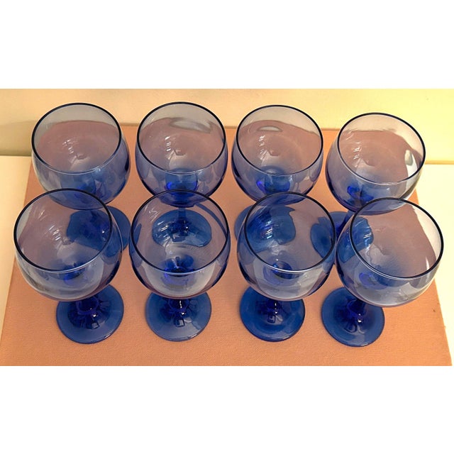 Cobalt Blue Libbey Wine Glasses - made in the late 20th Century. These blue wine glasses combine both aesthetic appeal and...