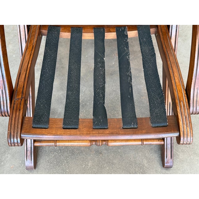 1930s French Wooden Folding Armchair With Upholstered Cushions For Sale - Image 13 of 14