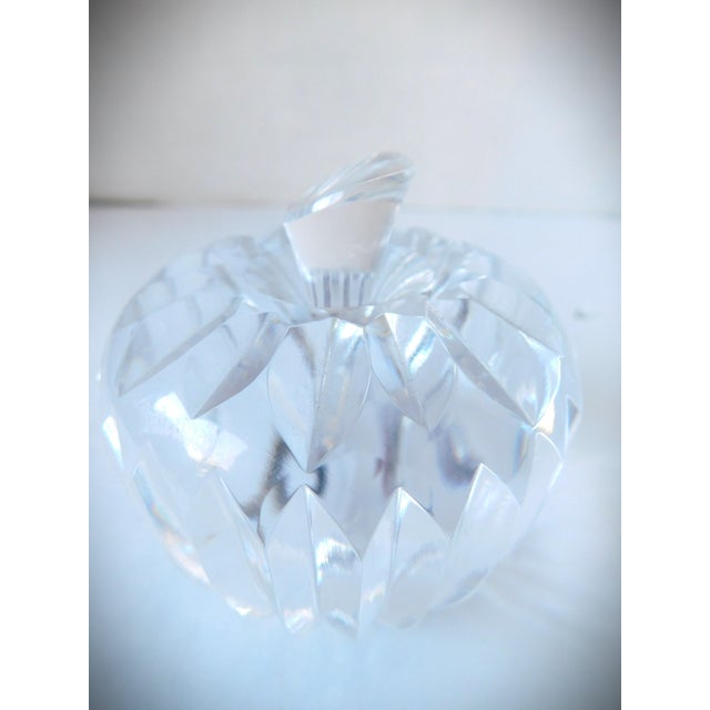 Transparent Vintage Crystal Carved Apple Paperweight For Sale - Image 8 of 8