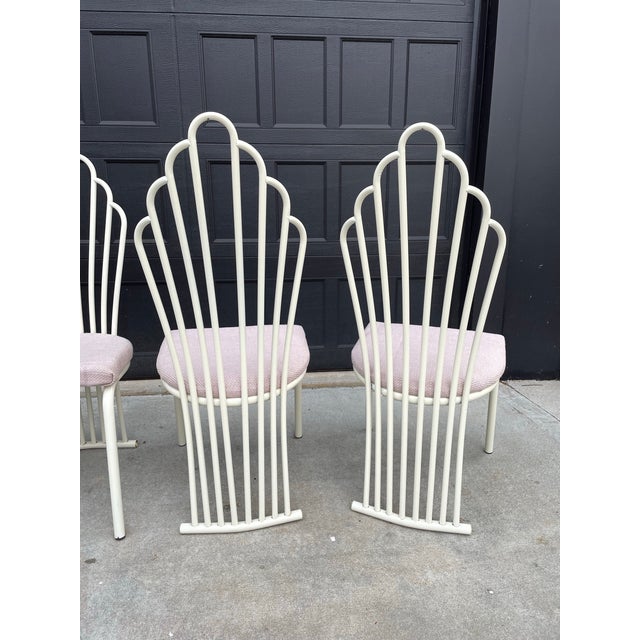 Metal 1980s Art Deco Revival Dining Chairs, Set of 5 – Skyscraper Back Design For Sale - Image 7 of 10