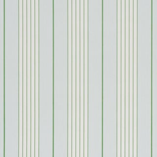 Schumacher Audrey Stripe Wallcovering In Sky & Leaf For Sale