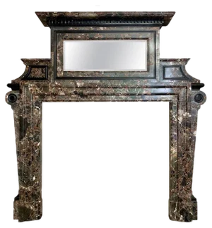 Antique Palladian Style Fireplace Mantel in Marrone Breccia Marble, 1850