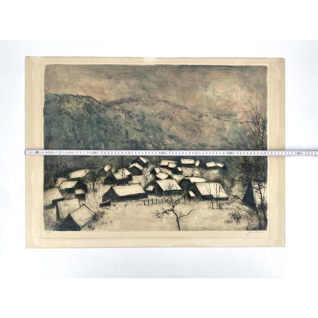 Bernard Gantner, Winter Landscape with Village, Color Lithograph, 20th Century For Sale - Image 12 of 13