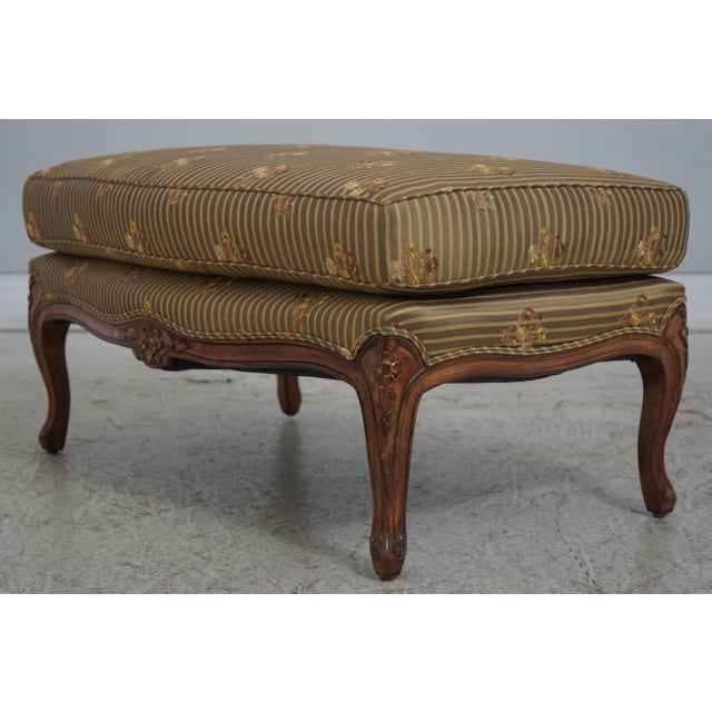 Austoria French Louis XV Wide Seat Bergere Chair W. Ottoman For Sale - Image 14 of 18