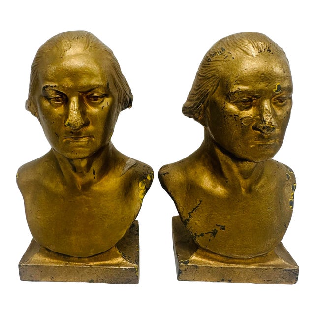 Vintage George Washington Cast Iron Bookends For Sale