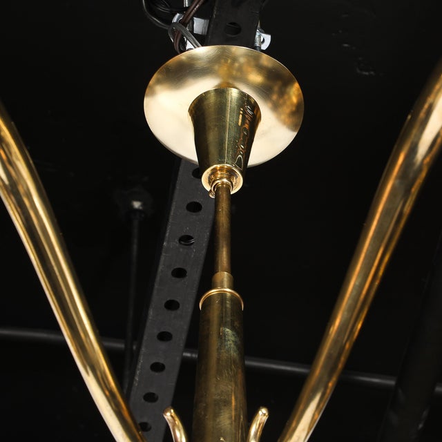 1950s Mid-Century Polished Brass 8-Arm Sculptural Chandelier by Oscar Torlasco For Sale - Image 5 of 17