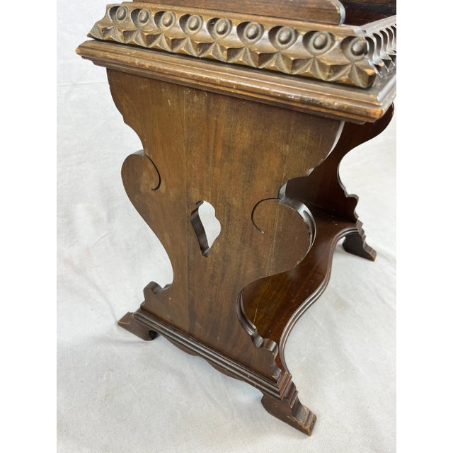 Brown Vintage 1930s Mahogany Magazine & Book Stand - Jacobean/Victorian-Revival Period For Sale - Image 8 of 15