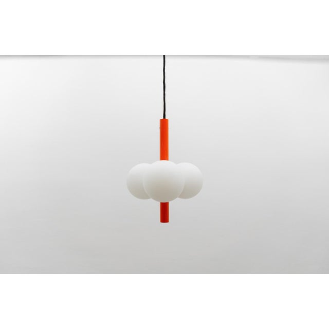 Mid-Century Modern Mid-Century Modern Orange - White Sputnik Pendant Lamp by Kaiser Leuchten, Germany, 1960s For Sale - Image 3 of 9
