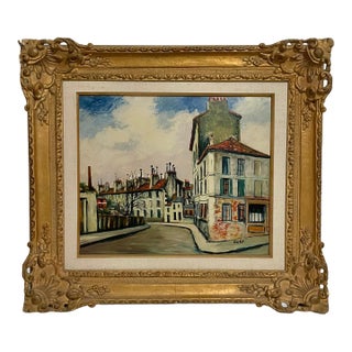 Elisee Maclet, French Impressionist Oil Painting Elisee Maclet Paris Montmartre Street Scene For Sale