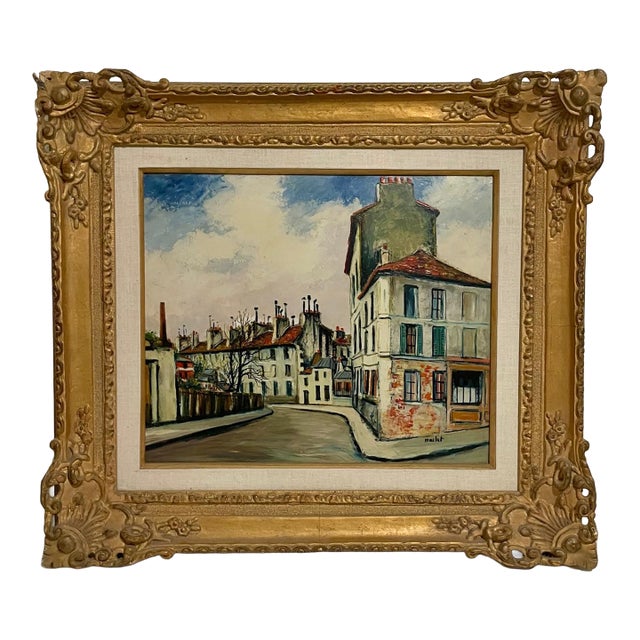 Elisee Maclet, French Impressionist Oil Painting Elisee Maclet Paris Montmartre Street Scene For Sale