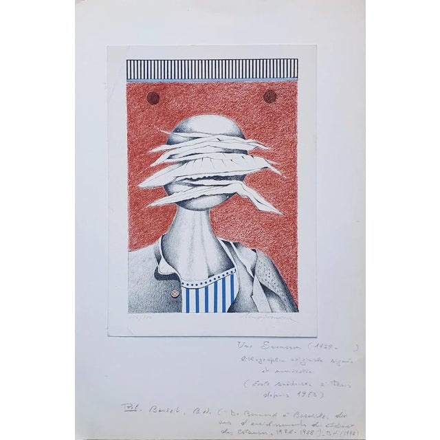 Man Head is an original lithograph artwork realized by Uno Svensson (1929 - 2012), Hand-signed on the lower right,...