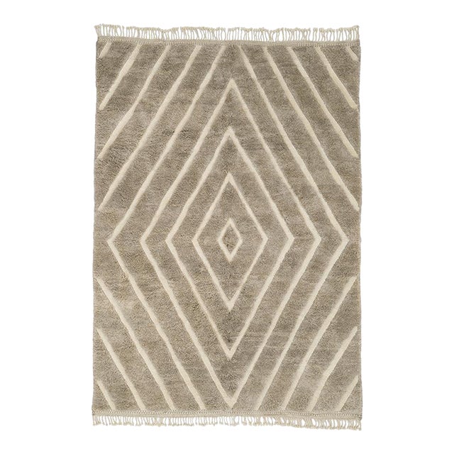 Concentric Diamond Hand-Knotted Moroccan Wool Rug | 10'3" X 7'1" | One of a Kind For Sale