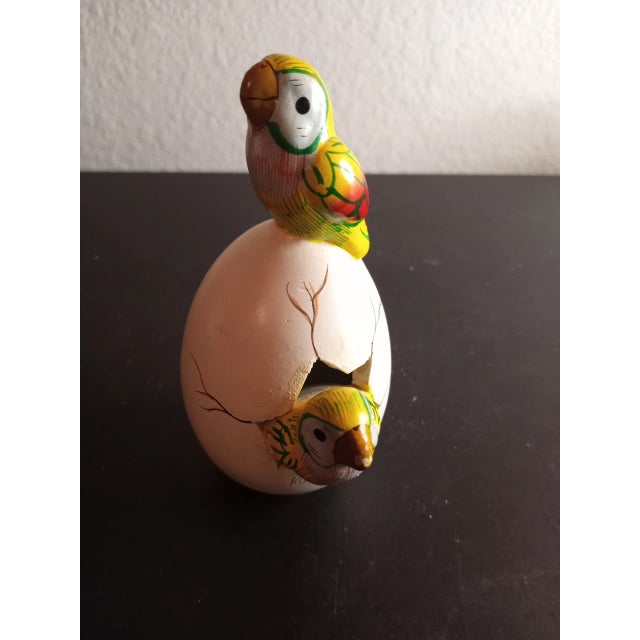Mexico Ceramic Egg With Hatching Toucans Sculpture For Sale In Dallas - Image 6 of 7