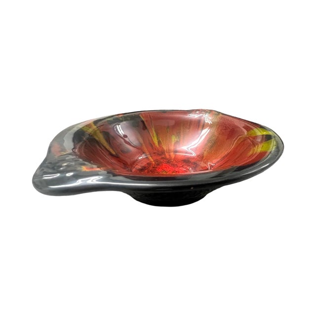 Vintage Mid Century Modern 1960s Studio Pottery Ceramic Vase Planter Drip Lava Fire Glaze For Sale - Image 4 of 7
