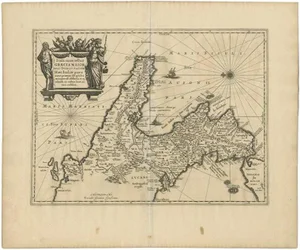 Antique Map of Southern Italy by Janssonius, 1650