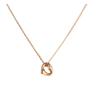Tiffany & Co. Peretti Mini 18k Rose Gold Open Heart Pendant Necklace