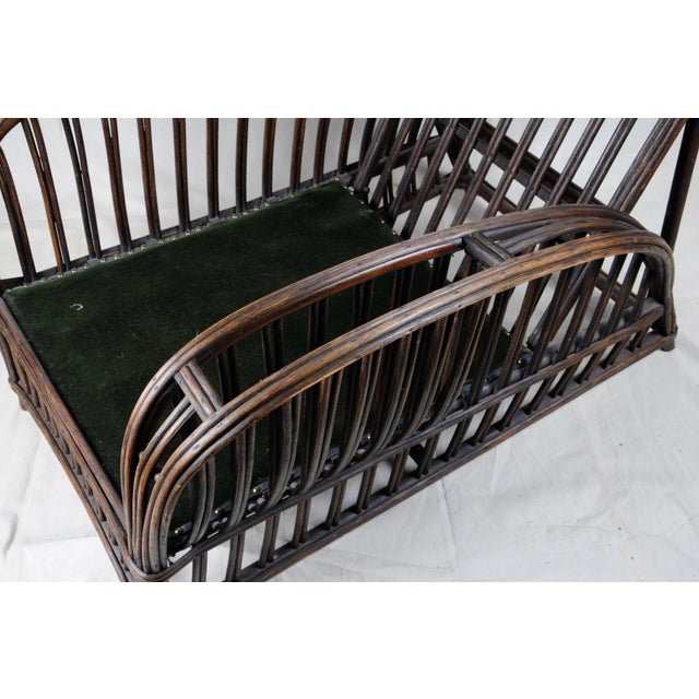 Early 20th Century Bradley and Hubbard Leather Wicker Chair and Ottoman For Sale - Image 5 of 10