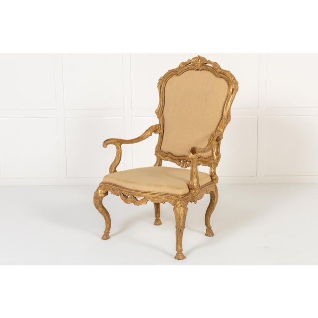 18th Century Italian Carved Giltwood Armchair For Sale - Image 3 of 9