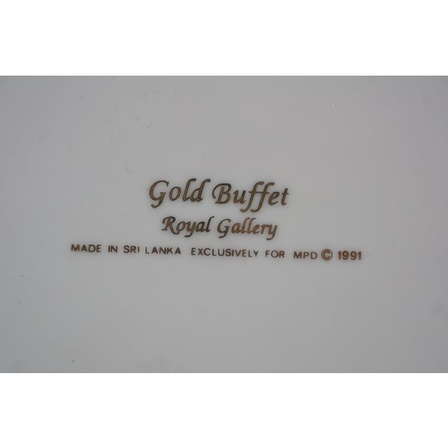 Vintage Royal Gallery Gold Porcelain Buffet Dinner Plates 1991 Macy's - Set of 12 For Sale - Image 9 of 11
