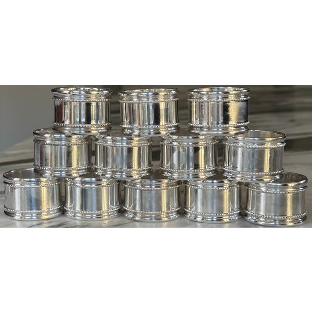 Vintage Silver Plated Napkin Rings - Set of 12, Polished For Sale - Image 4 of 7