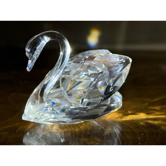 Glass Swarovski Marked Swan Small-Faceted Bottom - Beauties of the Lake Vtg. 1982 For Sale - Image 7 of 12