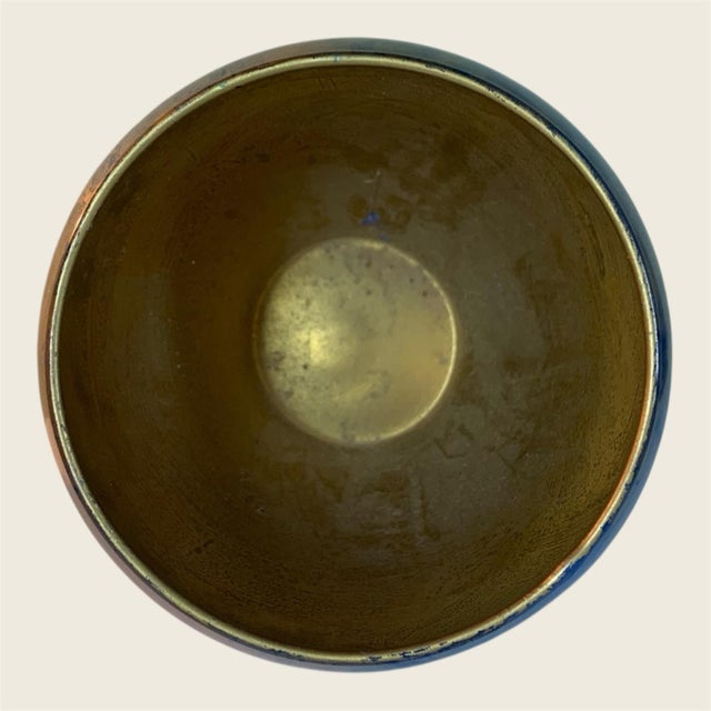 1960s Abstract Blue & Gold Reverse Painted Deco Vase For Sale - Image 5 of 6
