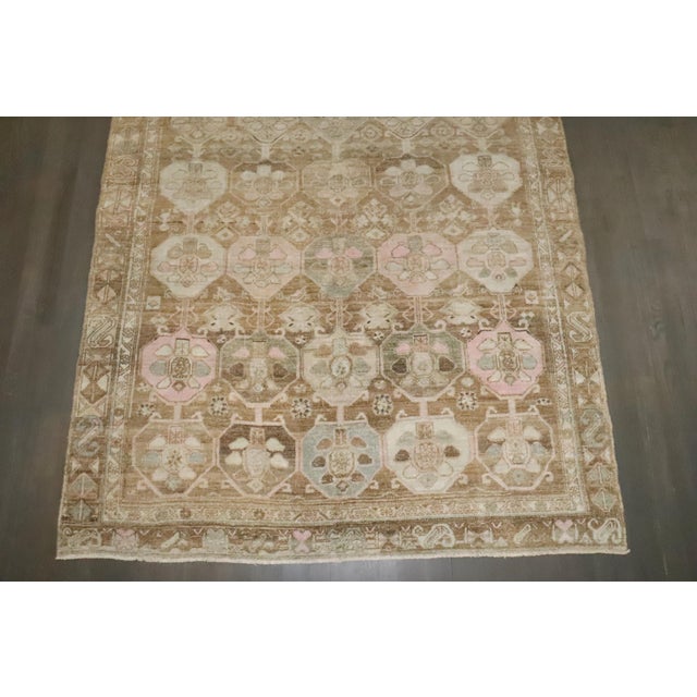 Vintage Persian Brown Pink Carpet - 4'8" x 9'2" For Sale In New York - Image 6 of 8