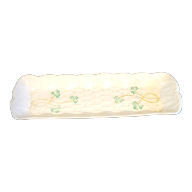 Vintage Belleek Porcelain Mint Tray Celery Dish For Sale