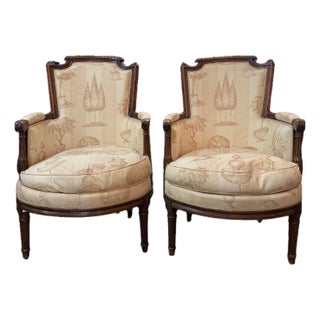 19th Century Pair of Louis XVI Bergere Chairs For Sale