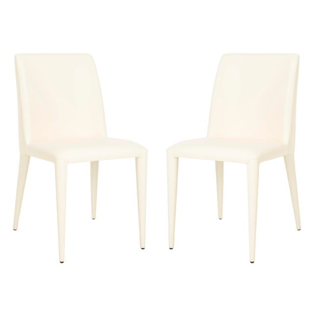 18'' Leather Side Chair , Buttercream - a Pair For Sale - Image 9 of 9