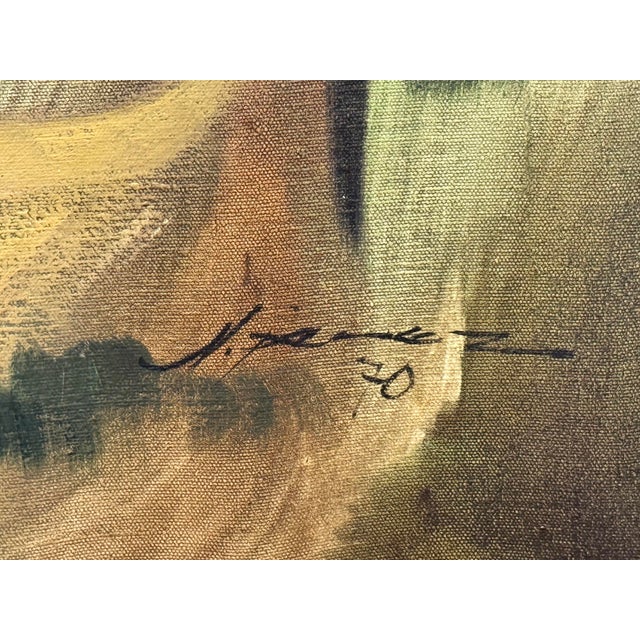 1970s Abstract Expressionist Oil Painting of 2 Steers on Canvas, Newly Framed For Sale - Image 9 of 10