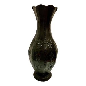 Tall Textural Vintage Black Metal Vessel
