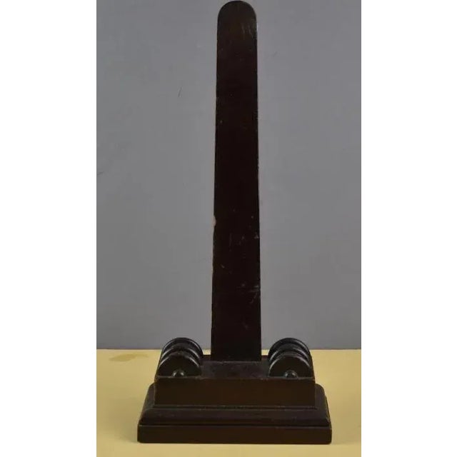 Antique 19th century English Regency mahogany display stand easel for a small painting or porcelain platter. Measures 13...