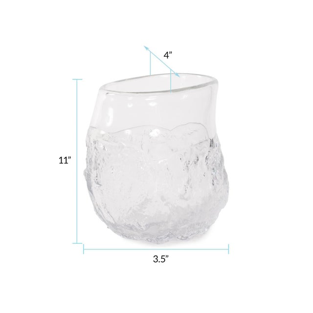Modern Portage Ice Clear Abstract Glass Vase- Short For Sale - Image 3 of 11