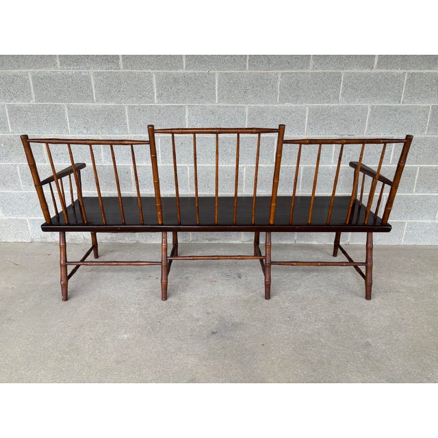 Primitive Birdcage Style 72" Maple and Walnut Eight Leg Deacons Bench For Sale - Image 11 of 12