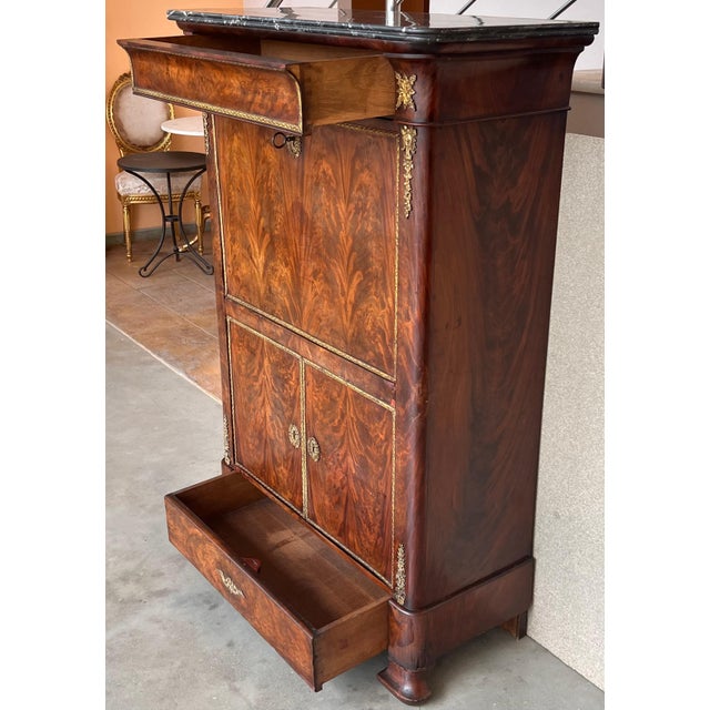 Biedermeier 19th Century Empire Drop-Front Oak Secretary Desk or Abattant, Chest France For Sale - Image 3 of 18