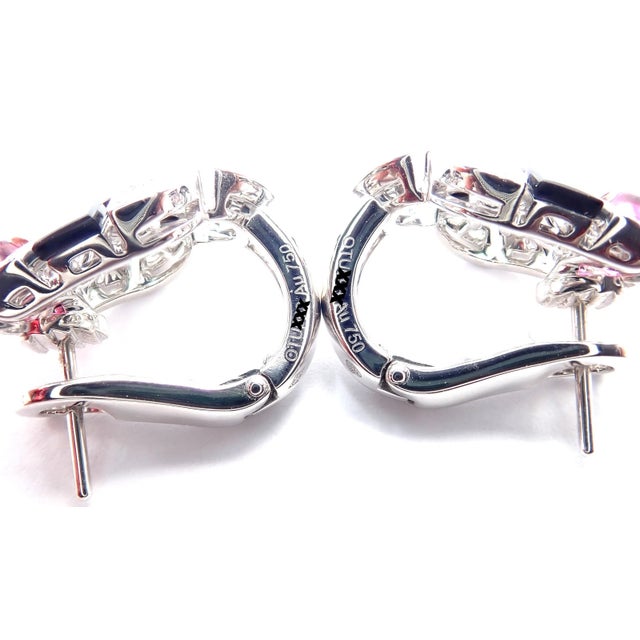 Cartier Beautes Du Monde White Gold Diamond Rubellite Onyx Earrings, Pair For Sale In Philadelphia - Image 6 of 9