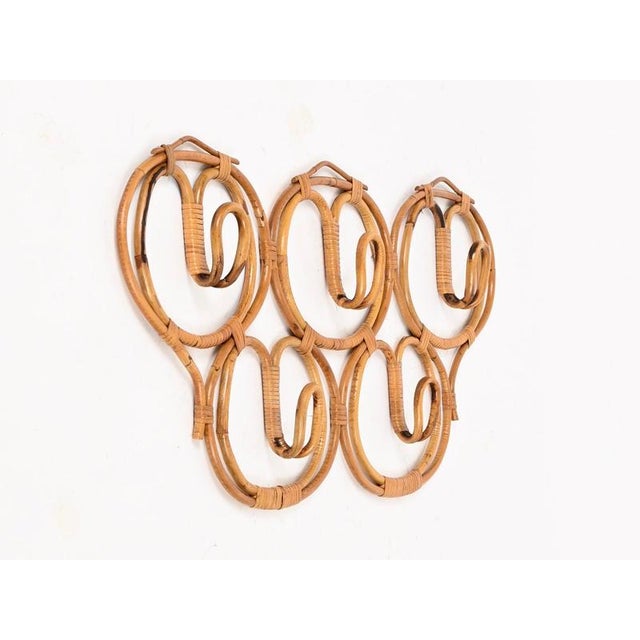 Franco Albini Large 5-Hook Coat Rack in Rattan and Wicker attributed to Franco Albini, Italy, 1960s For Sale - Image 4 of 12