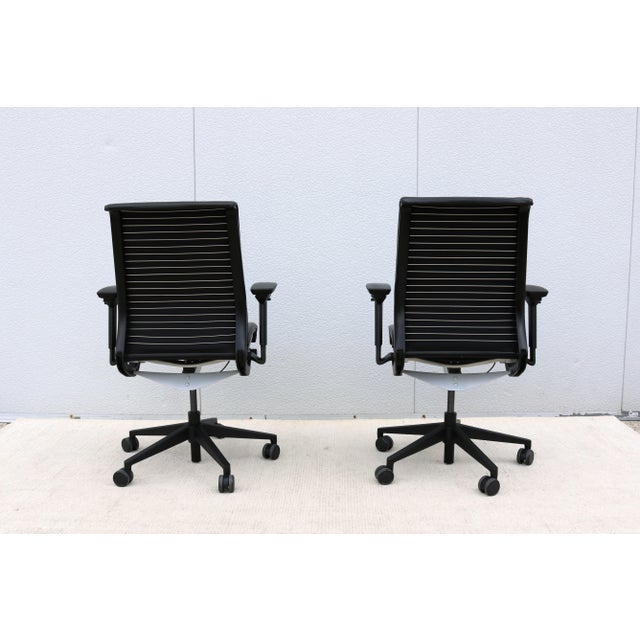 Steelcase Think Ergonomic Executive Desk Chair in Black Leather, Fully Adjustable For Sale - Image 11 of 18