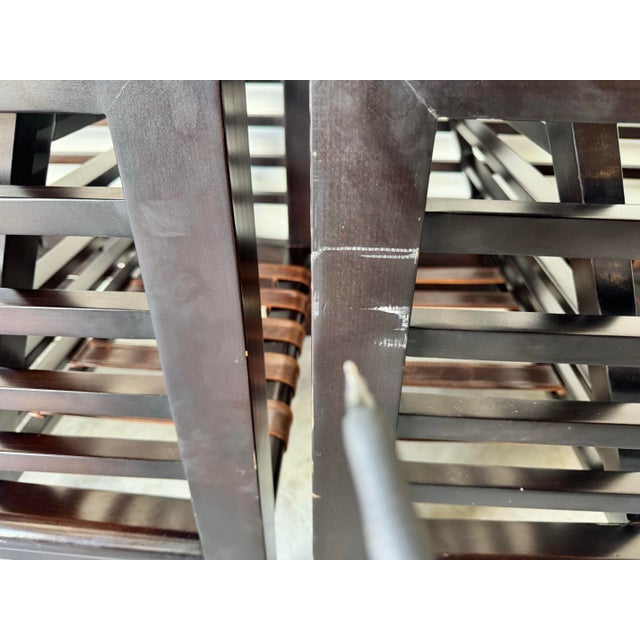 Oversize - Vintage Century Furniture Solid Wood & Leather Strapped Seating Lounge Chairs - A Pair For Sale - Image 11 of 12