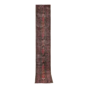 1960s Distressed Extra Long Turkish Runner Rug - Stair Rug 2'1'' X 13'3''