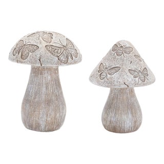 Bumble Bee and Butterfly Print Mushroom (Set of 2) For Sale